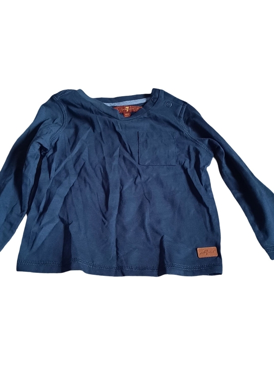 7 For All Mankind Other - 7 For All Mankind Navy Long-Sleeve Pocket Tee with Leather Patch